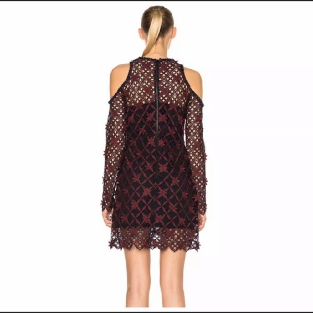 SELF-PORTRAIT Floral Guipure Cold Shoulder Dress - Picture 12 of 13